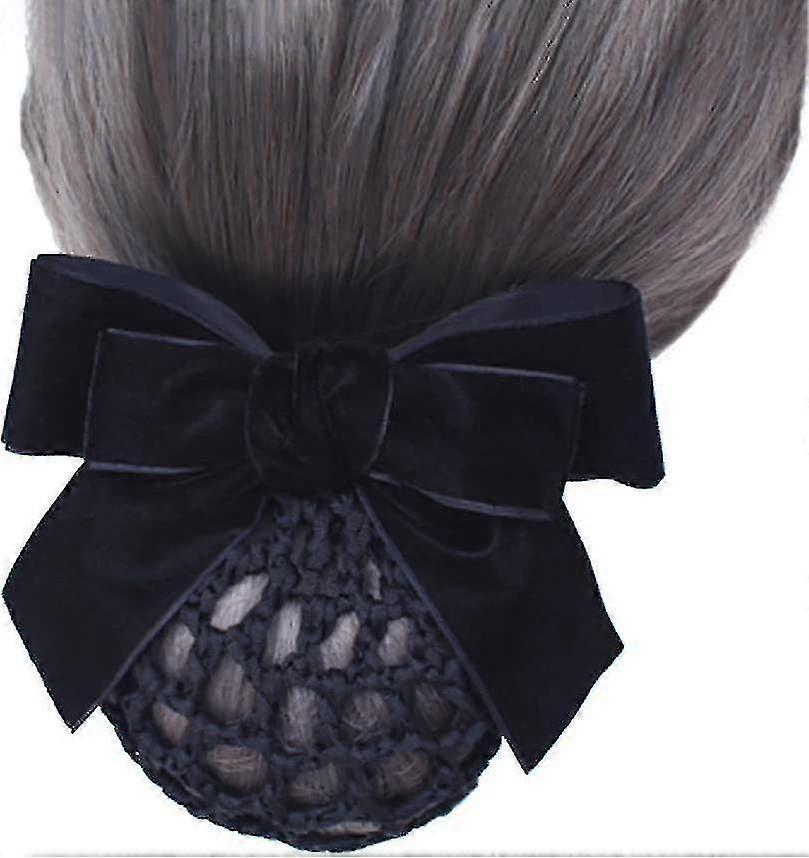 Fermaglio per capelli con rete per chignon e nodo, per donna, nero