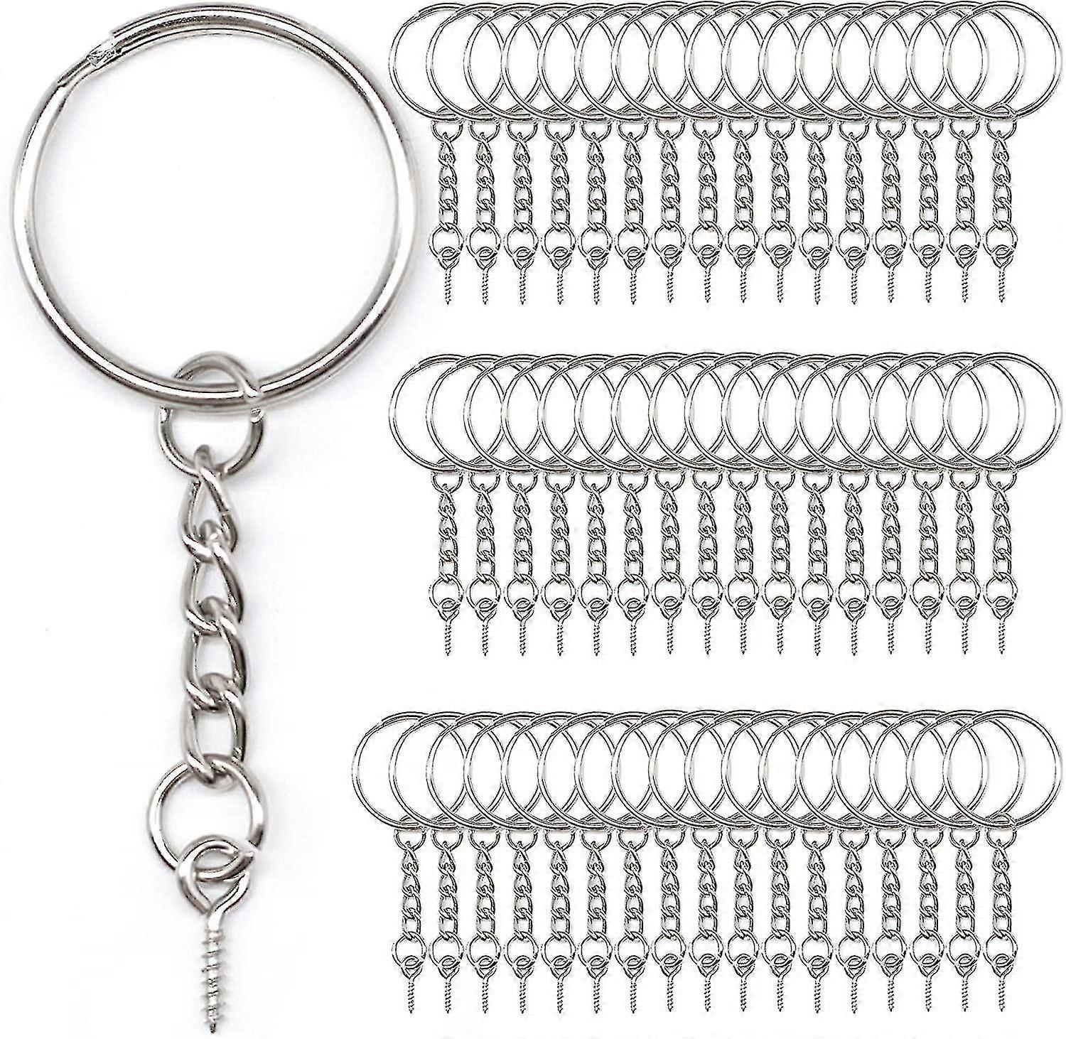 50pcs Metal Split Key Chain Rings, Key Rings With Link Chain, Open Jump Ring