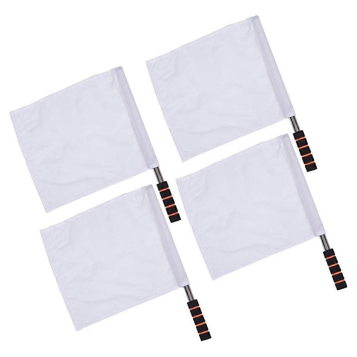 White Sports Referee Flag 4 piese Track and Field Event Arbitru Flag Football Goal Flag Flager Flager Flager Sponge Handle