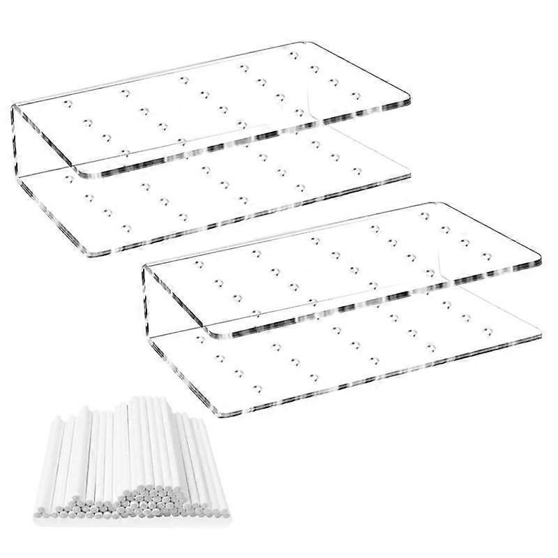 2 Pieces Cake Stand, with 100 Cake Stems,20 Holes,Lollipop Holder,Lollipop Stand for Sweets, Decoration,Birthday