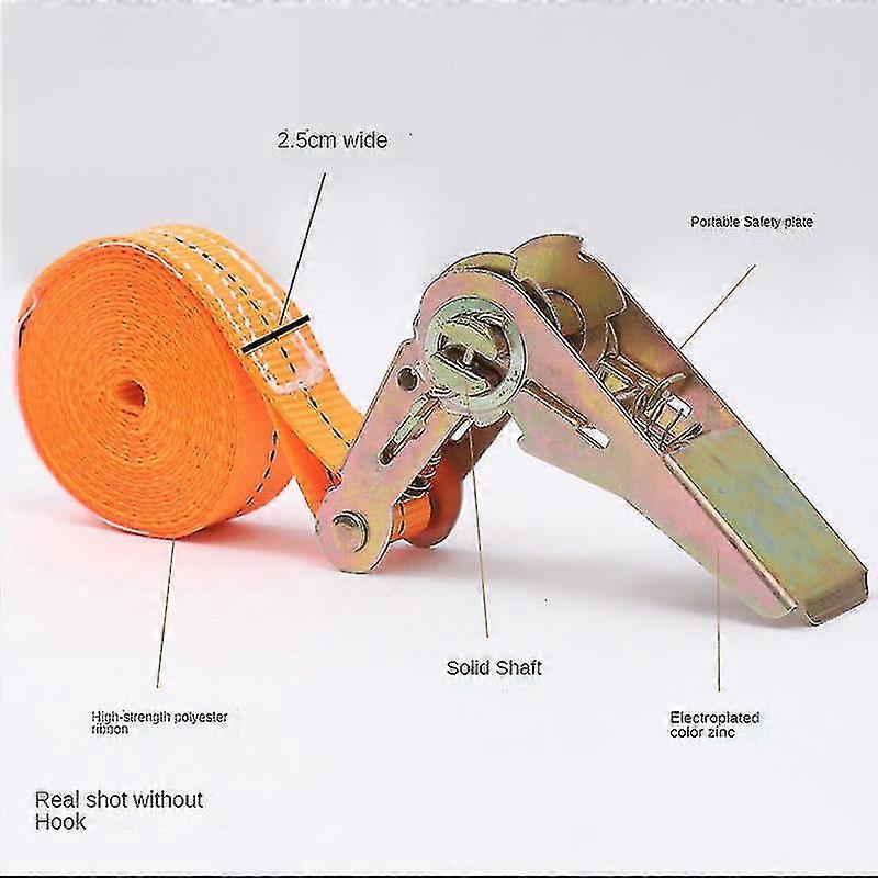 2.5 * 200cm Cargo Binding Belt + Tensioner, Pallet Cargo Tensioner, Child Seat Binding, Luggage Binding Device (without Hook)