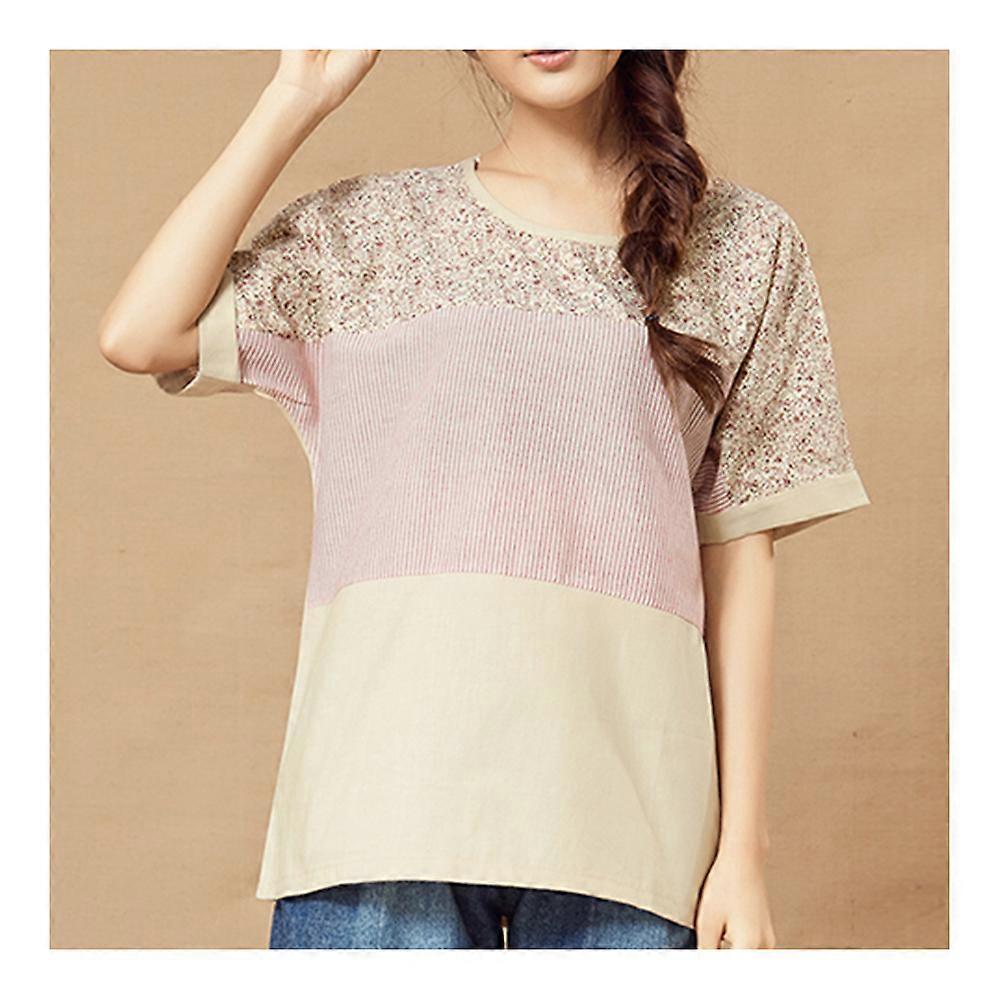 Slim Splicing Stripe Irregular Bottom T-shirt