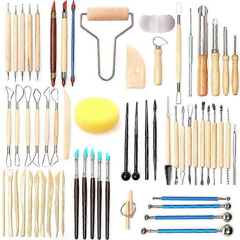 61Pcs set klei gereedschap combinatie diy aardewerk carving embossing benodigdheden