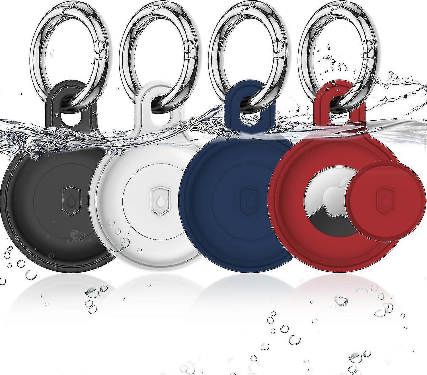 حقيبة حامل Airtag مقاومة للماء - 4 عبوات ، غطاء سيليكون واقي لكامل الجسم لتعقب AirTag GPS ، مناسب للأمتعة والمفاتيح