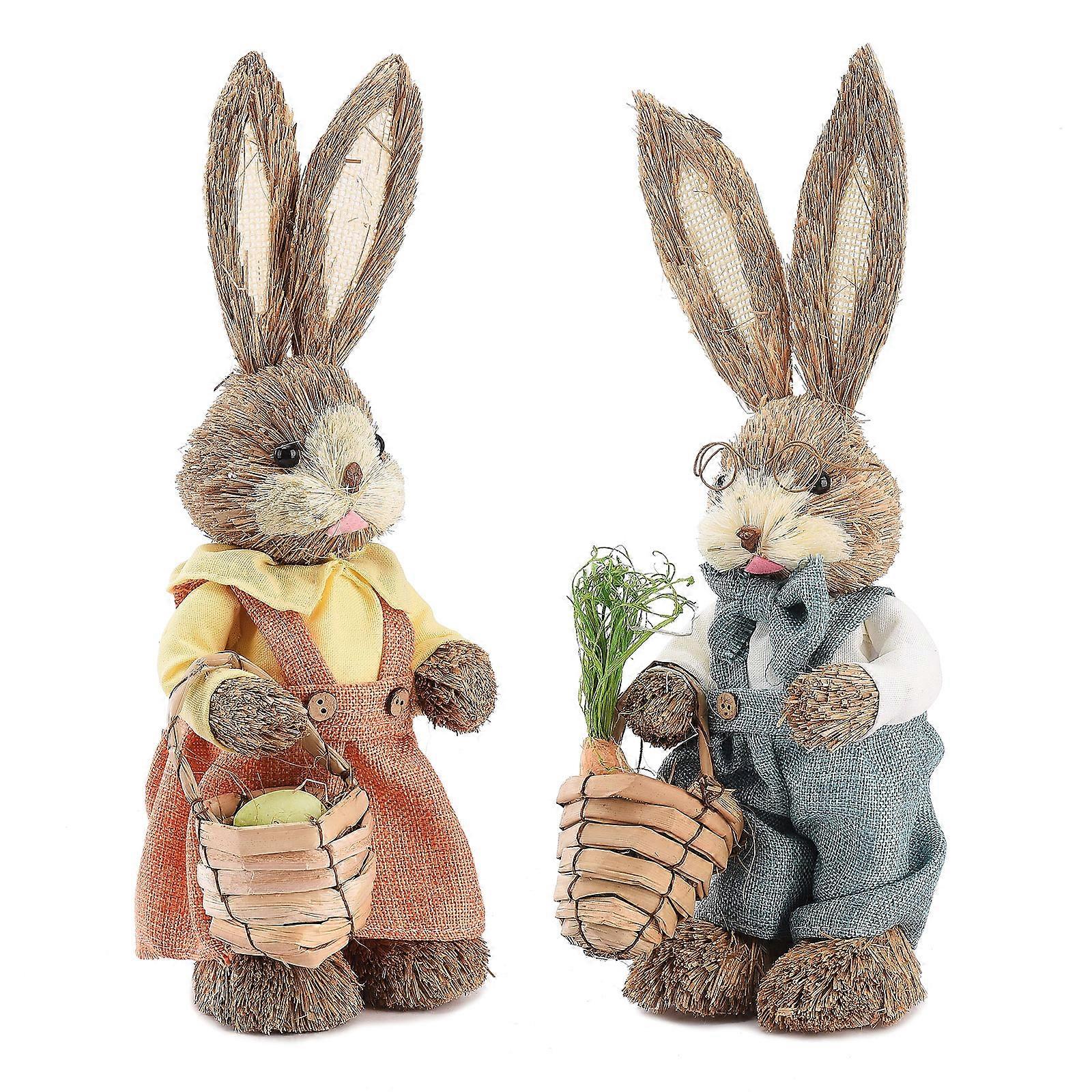 2pcs Easter Rabbit Bunny Foam Picks Ornaments Easter Crafts for Easter Home Holiday(35CM)