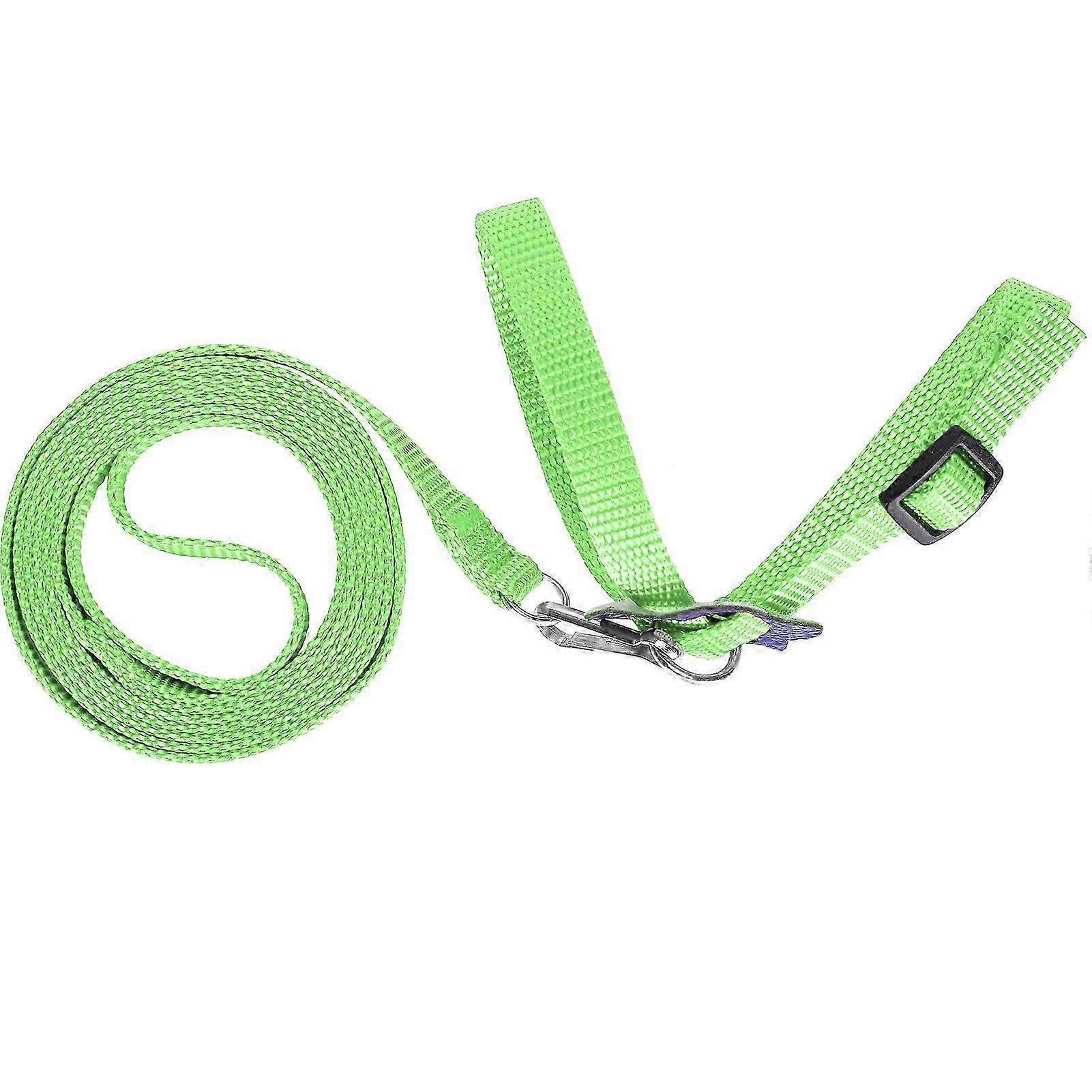 Bird Harness Adjustable Nylon Leash for Parrots Anti-Bite Rope Outdoor Training Green