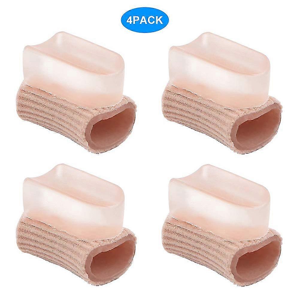 Gel Toe Separator with Bunion Corrector for Hallux Valgus - Overlapping Toe Spacers, Skin Tone Nylon, 4pcs for Comfortable Walking and Pain Relief