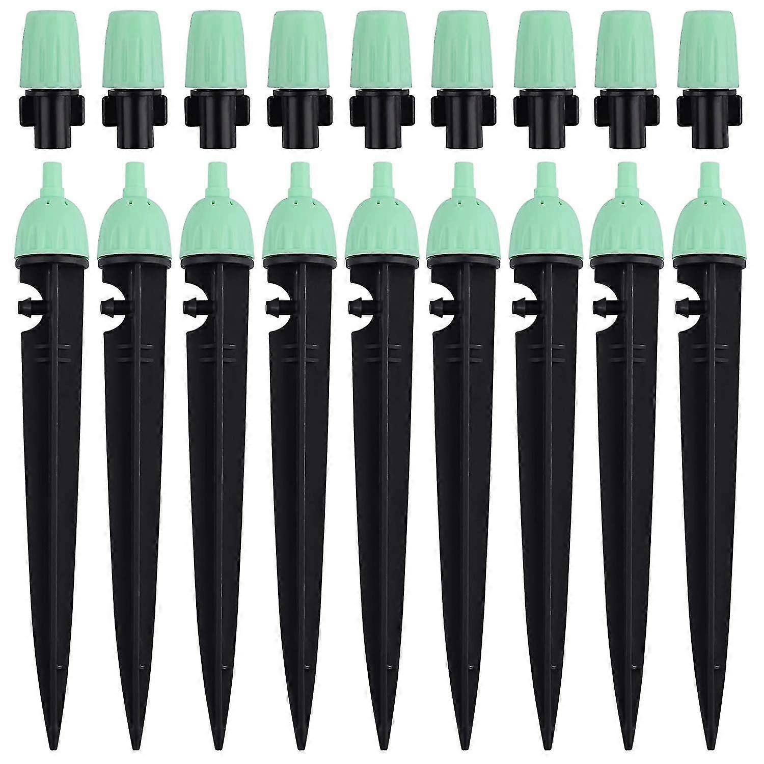 Irrigation Drippers With Connector, 20 Pieces 360 Degree Adjustable Water Flow Sprinklers 2 In 1 Dripper For Drip Irrigation System (green)