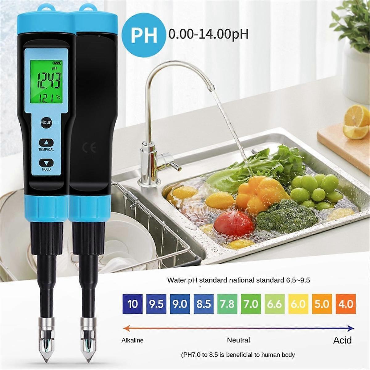 Food PH Meter 0.00-14.00PH High Accuracy Temp PH Tester Sensor Acidity Analyzer for Meat Canning Cheese Dough Water B