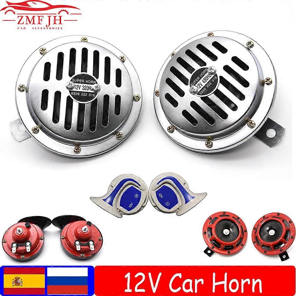 1 Pair Snail Air Horn For Motor Car Horn Chrome High Tone Low Tone Loud Sound Horn Signal Speakers Red Snail Horn Siren 12V