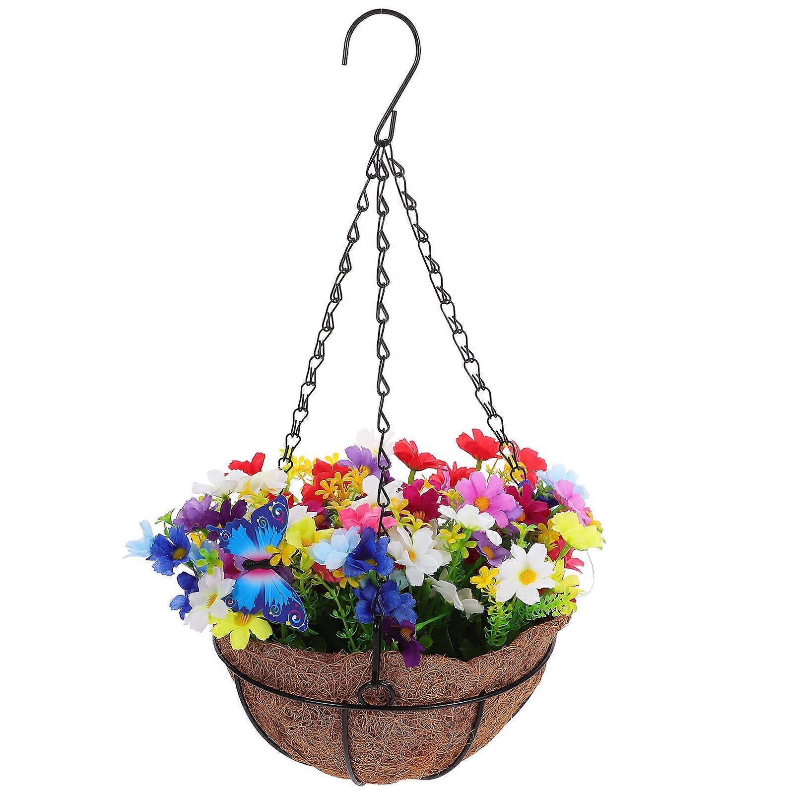 Artificial Hanging Basket with Flower Artificial Flowers in Basket Simulation Flower Decoration