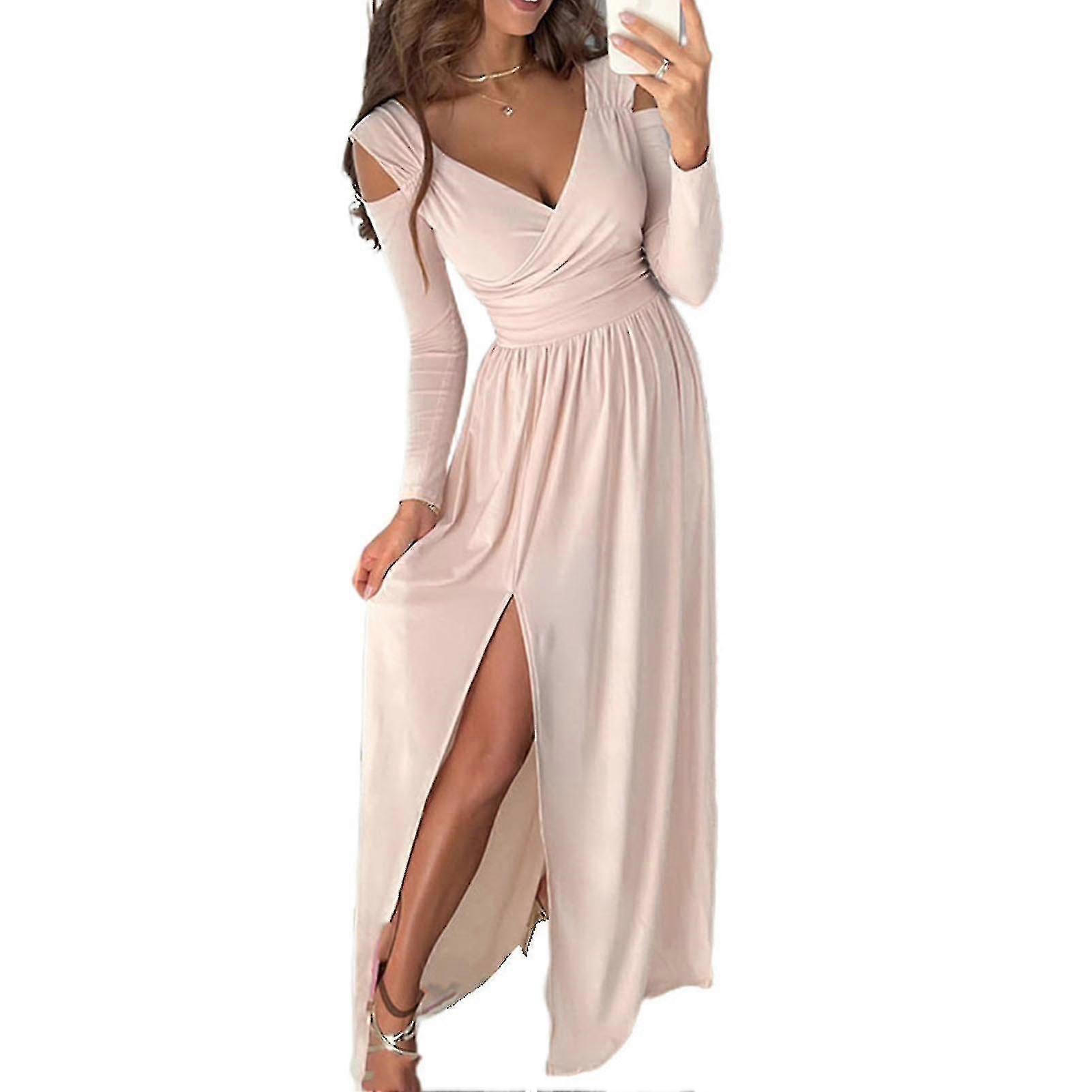 Kadın Derin V Yaka Elbise İnce Güzel Uzun Kollu Club Parti Gece Elbisesi Kadın Bayan İçin Yeni