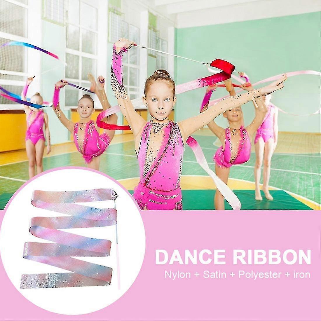 Set Di 4 Nastri Colorati Da Ballo Con Bacchetta - 1 Metro, Arcobaleno, Per Ginnastica, Danza E Giochi Per Bambini