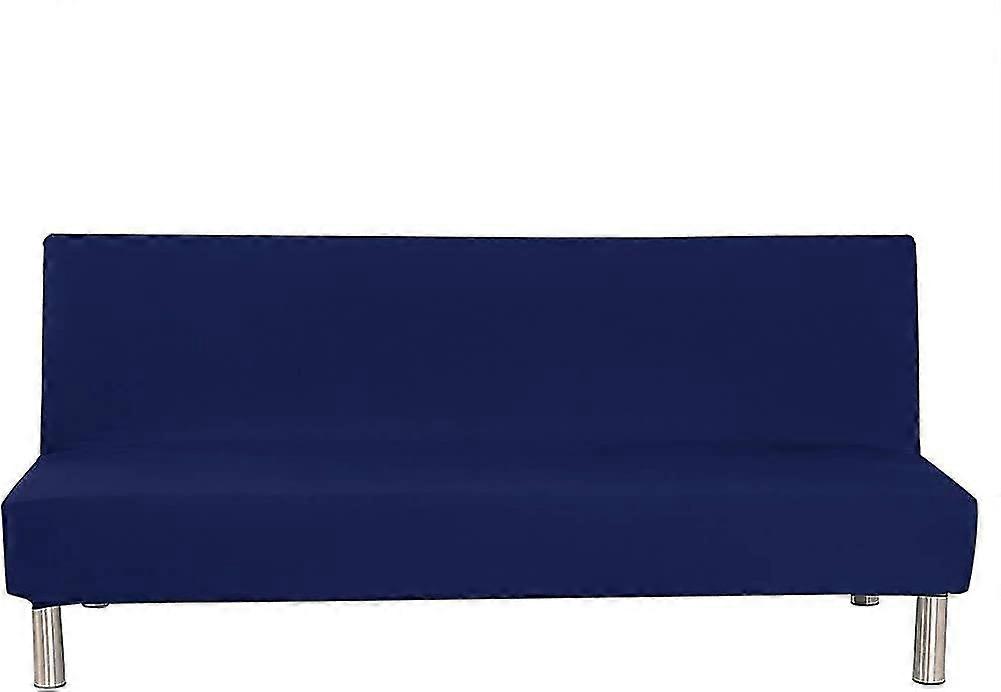 Solid Color Armless Sofa Bed Cover Polyester Spandex Stretch Futon Sofa Cover