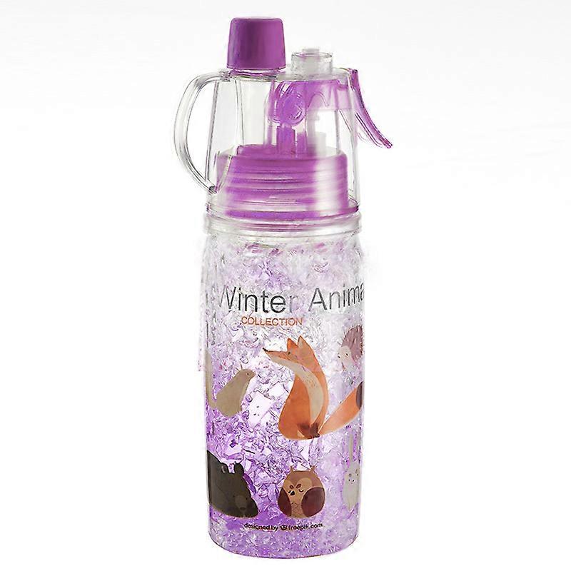 Utomhussporter lätt att bära spraykopp dubbelskikts plast vattenkopp lila 400ML