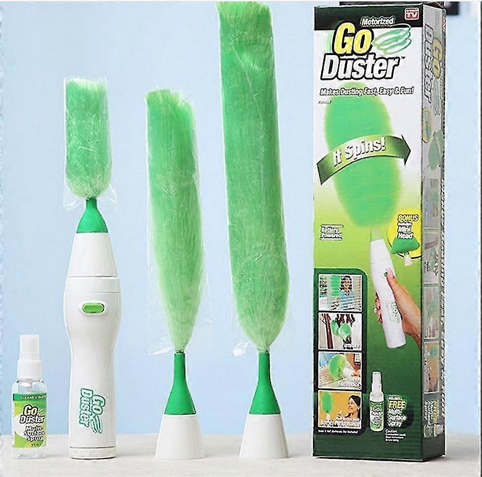 Electric Go Duster Dust Multi Function Motorized Spins Cleaning Tool Feather New