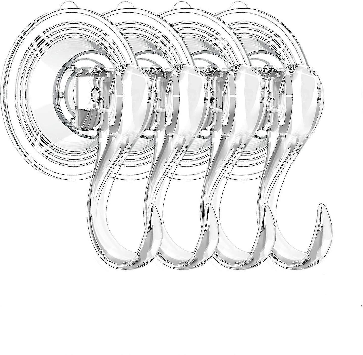4pcs Suction Hooks, Clear Reusable Heavy Duty Vacuum Suction Cup Hooks-MXBC