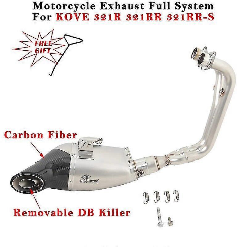 Exquisite exhaust pipeFor KOVE 321 R RR S 321R 321RR 321RR-S Motorcycle Exhaust Escape Modified Full System Muffler Front Middle Link Pipe DB Killer