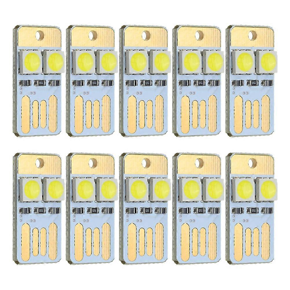 10 Pcs Slim Laptop LED Keychain Lamp Mini Double-sided Light Double-sided Pluggable Light Ultra Slim USB Light
