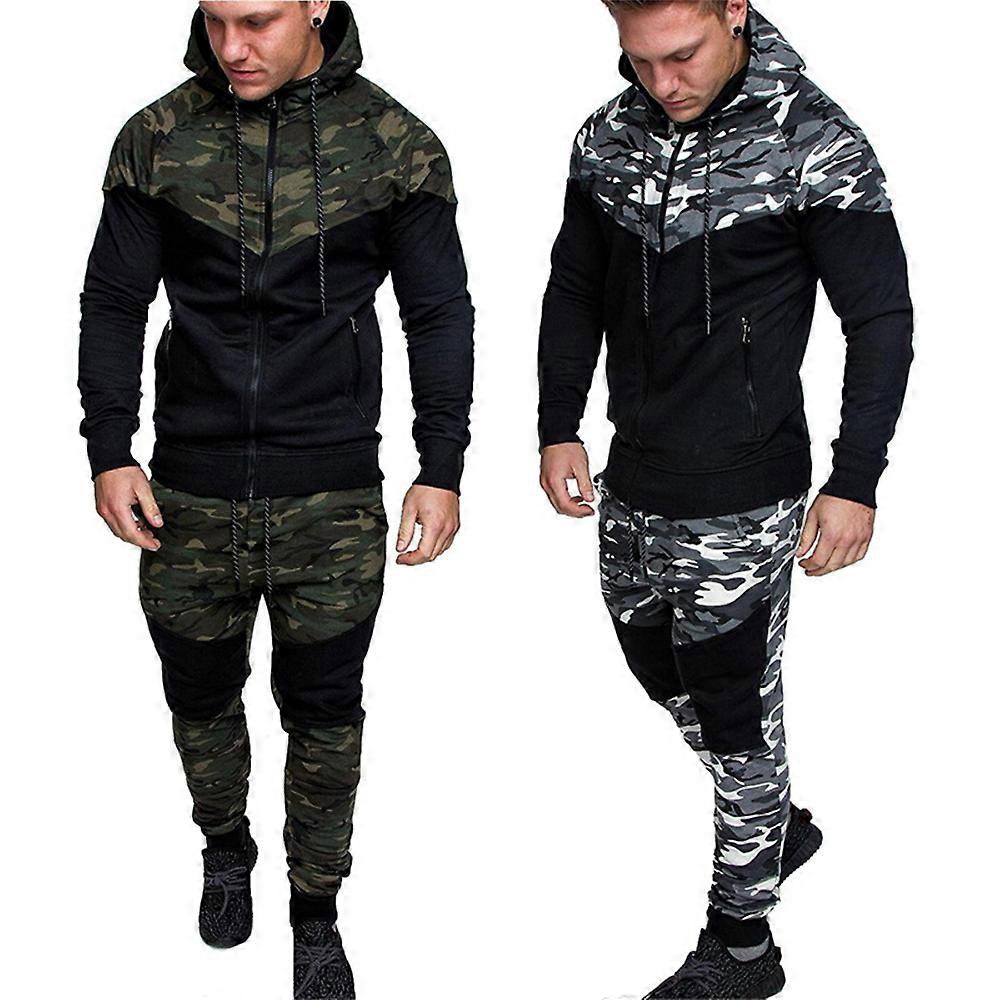 Mens Sweatsuits 2 Piece Hoodie Tracksuit Sets Casual Comfy Camo Jogging Suits