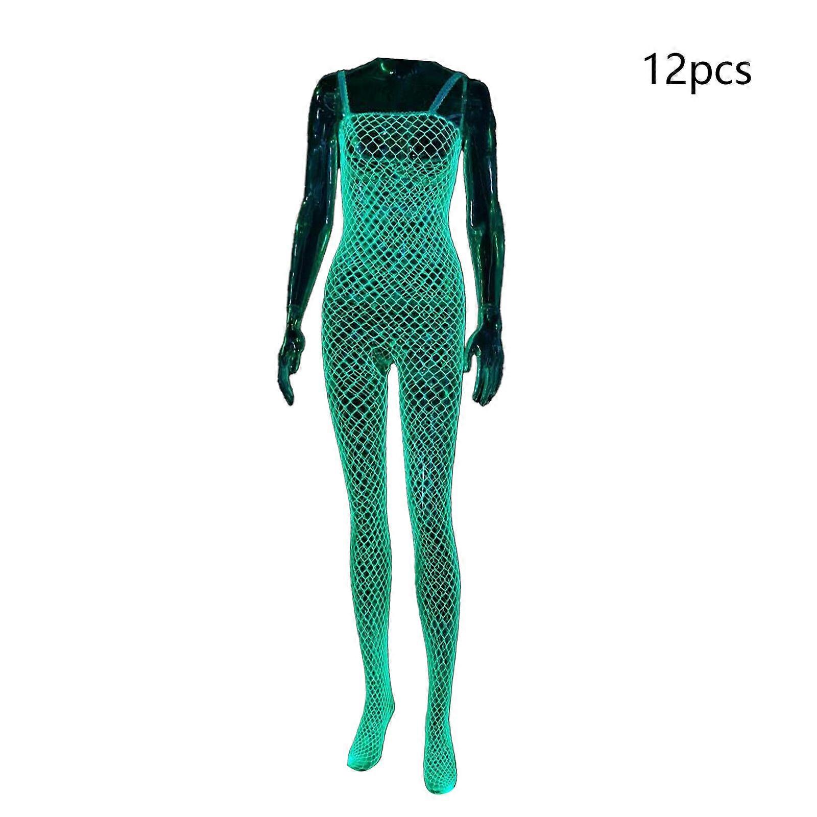 Glow in the Dark Netzstrümpfe, leuchtende Netzstrümpfe, Strumpfhosen mit hoher Taille weiße Strümpfe für Damen