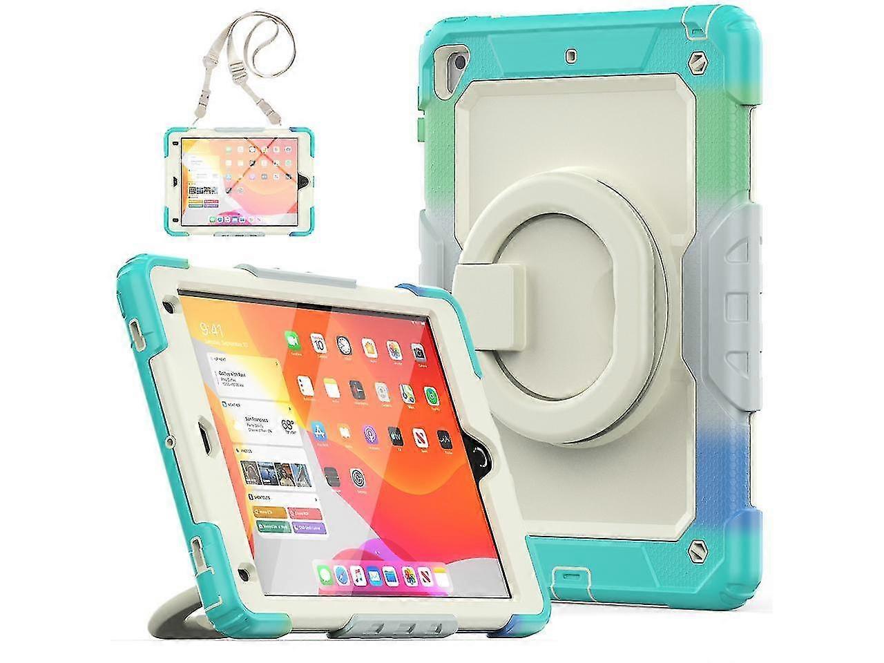 Case For Ipad 9.7 Inch 2018 2017 With Screen Protector Pencil Holder [360 Rotating Hand Strap]stand Shoulder Strap For Ipad 5th / 6th Generation / Air