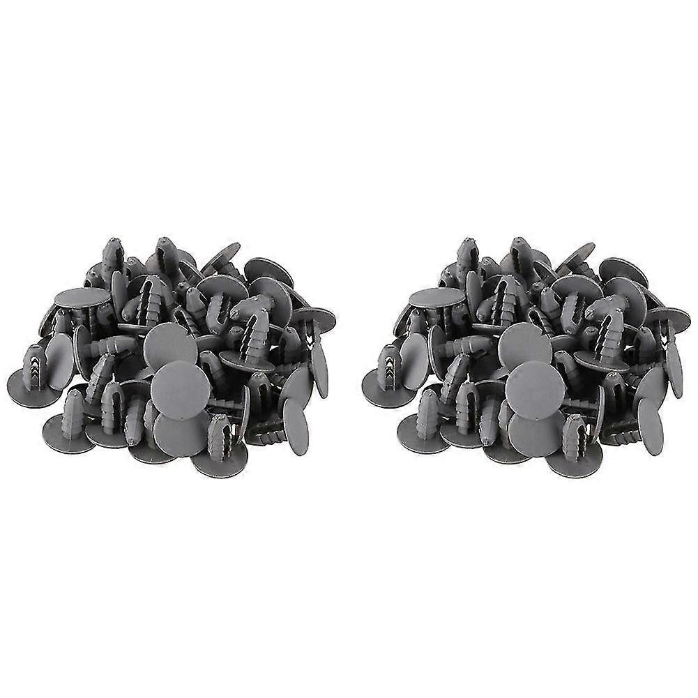 100pcs 8mm Hole Gray Plastic Rivet Door Push In Clip For Car
