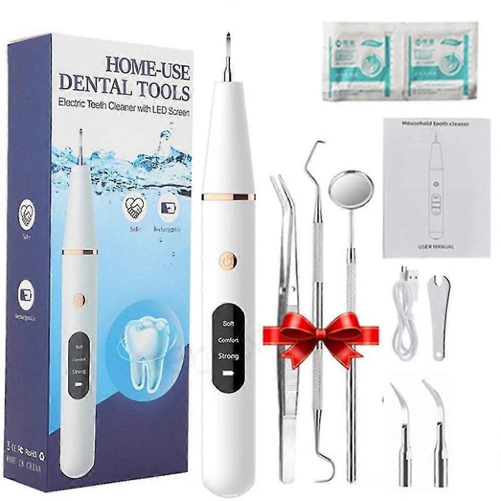 Portable Electric Ultrasonic Tooth Cleaner Remove Calculus Teeth Stains Cleaning Tool Kit