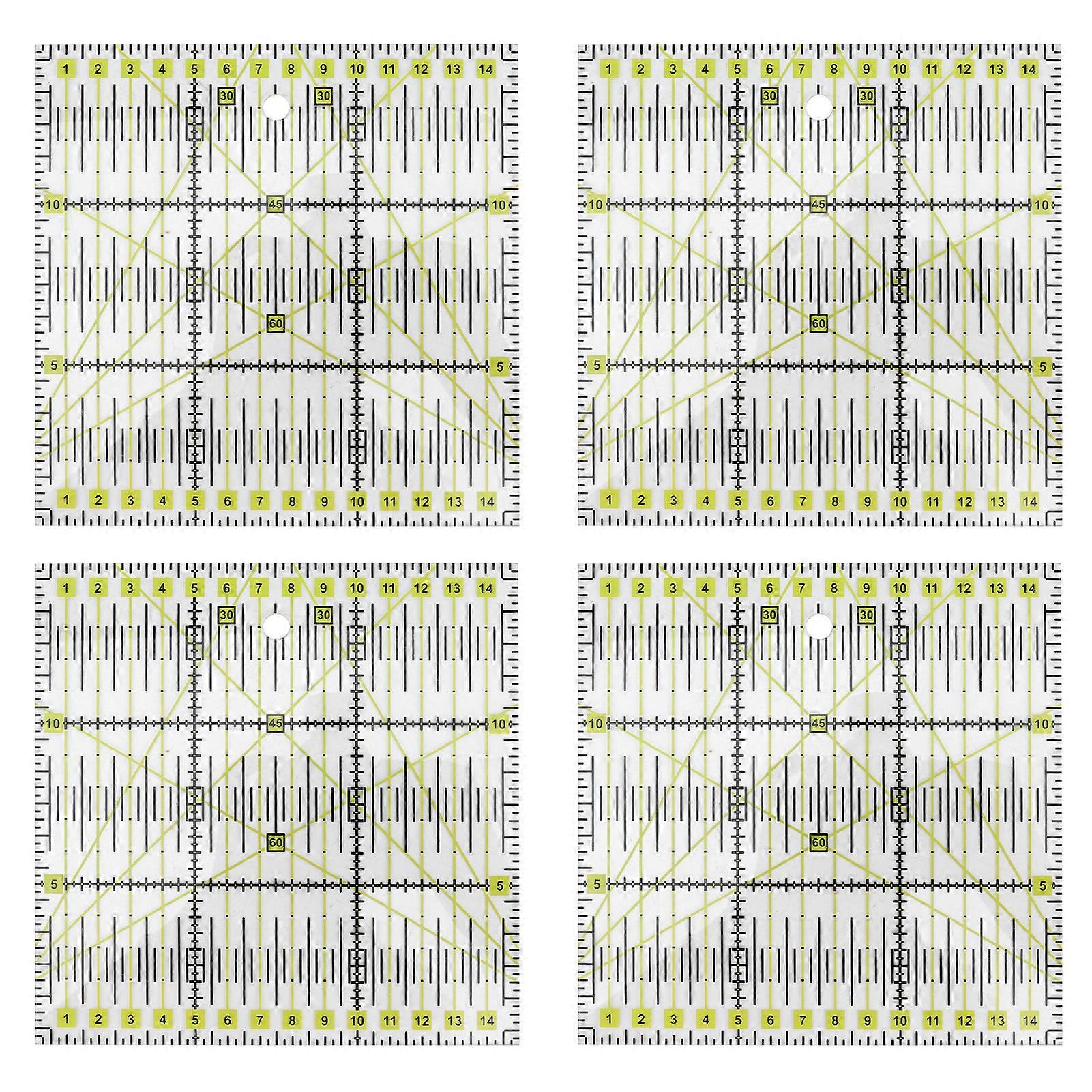 4PCS Quilting Ruler Acrylic Sewing Quilting Cutting Ruler with Double Colored and Grid Lines
