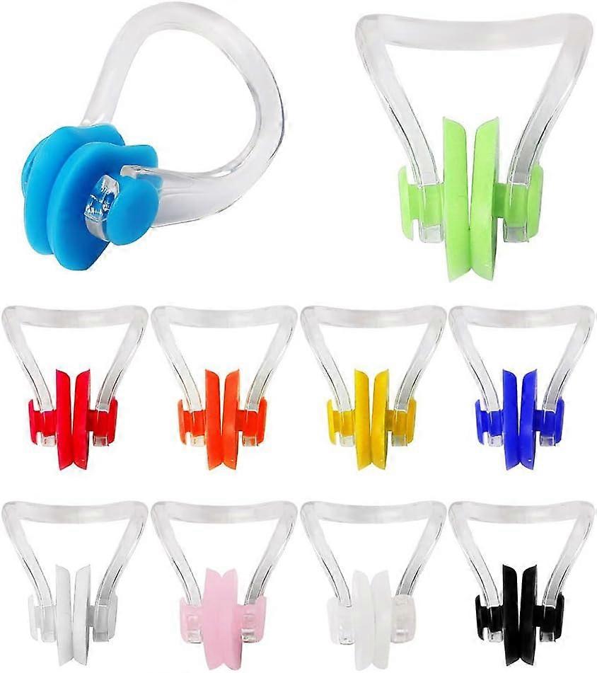 10 Pcs Nose Clips Swimming, Waterproof Silicone Nose Plugs Kids Swimming Nose Clip Swim Nose Training Protector with Box