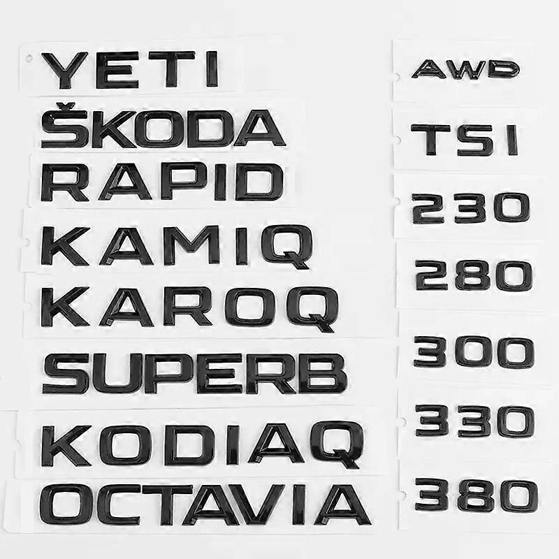 ABS για Skoda FABIA KAMIQ KAROQ KODIAQ OCTAVIA RAPID SUPERB YETI Γράμματα πορτμπαγκάζ αυτοκινήτου Έμβλημα λογότυπο αυτοκόλλητο εμπρός πίσω σήμα γυαλιστερό