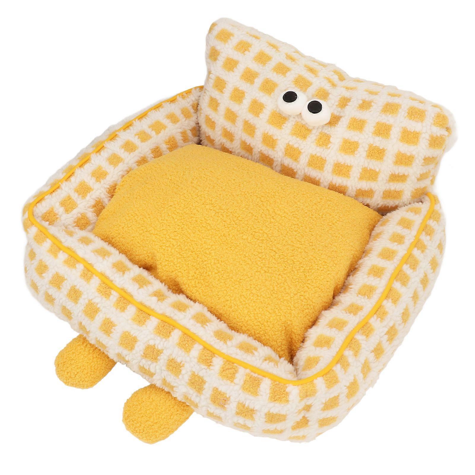 Soft Plush Yellow Pet Sofa Bed Large Detachable Washable Lamb Plush
