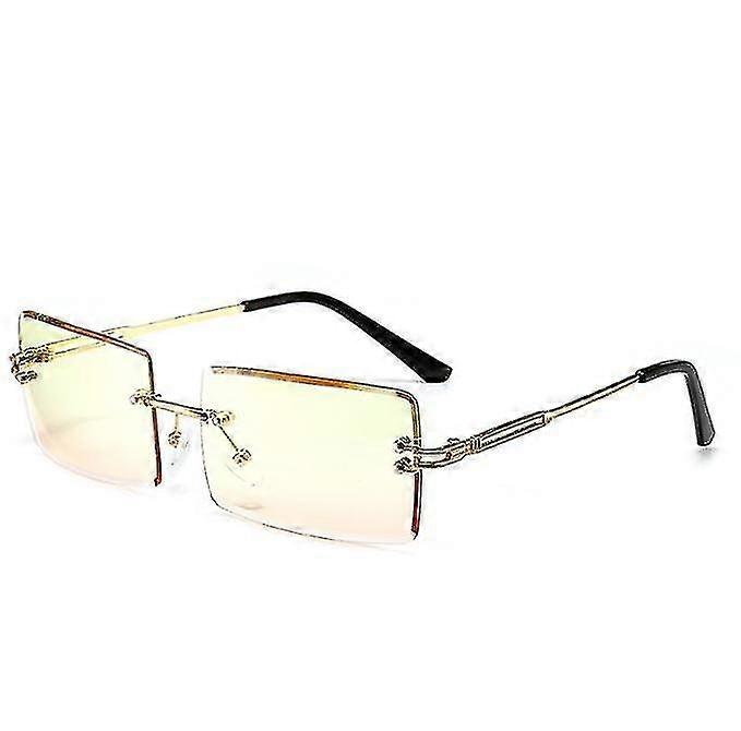 Rimless Rectangle Sunglasses Eyewear Vintage Transparent Rectangle Glasses