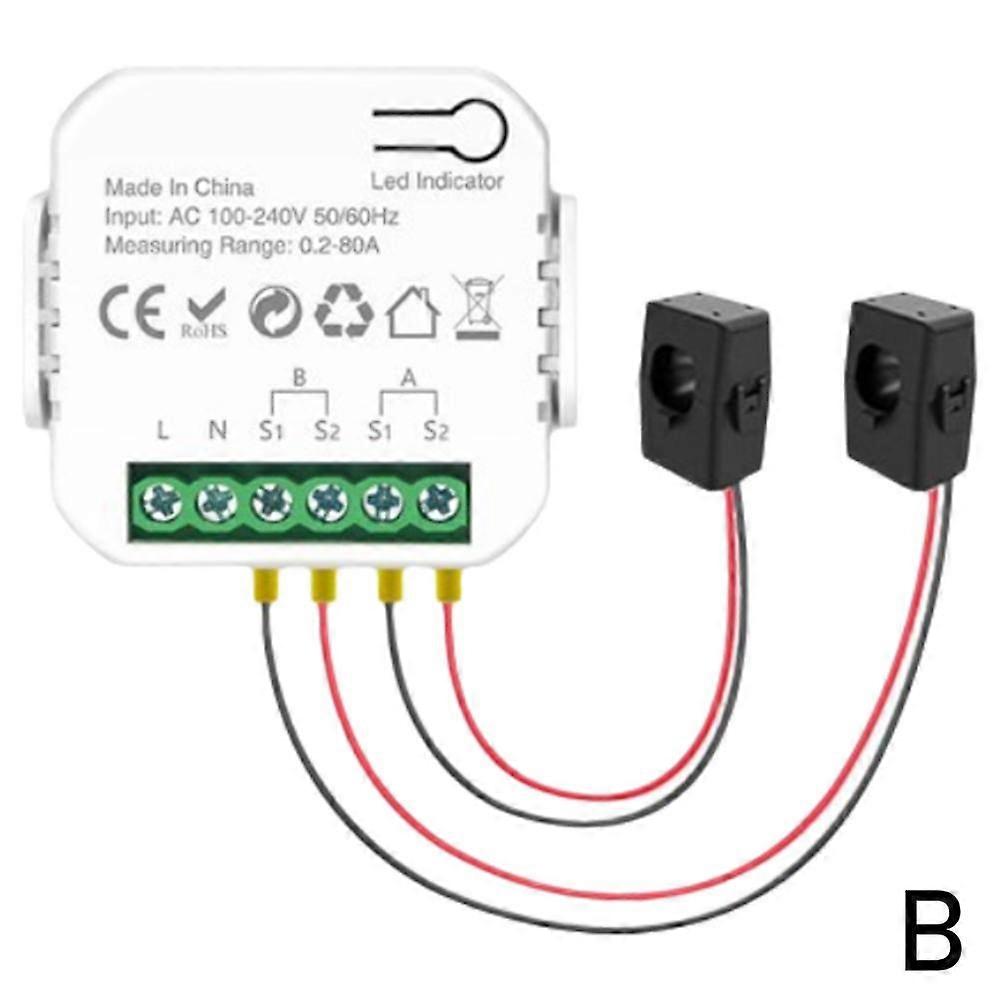 Tuya WIFI Smart Dual Channel Energy Meter with Buzzer Alarm and App Alarm
