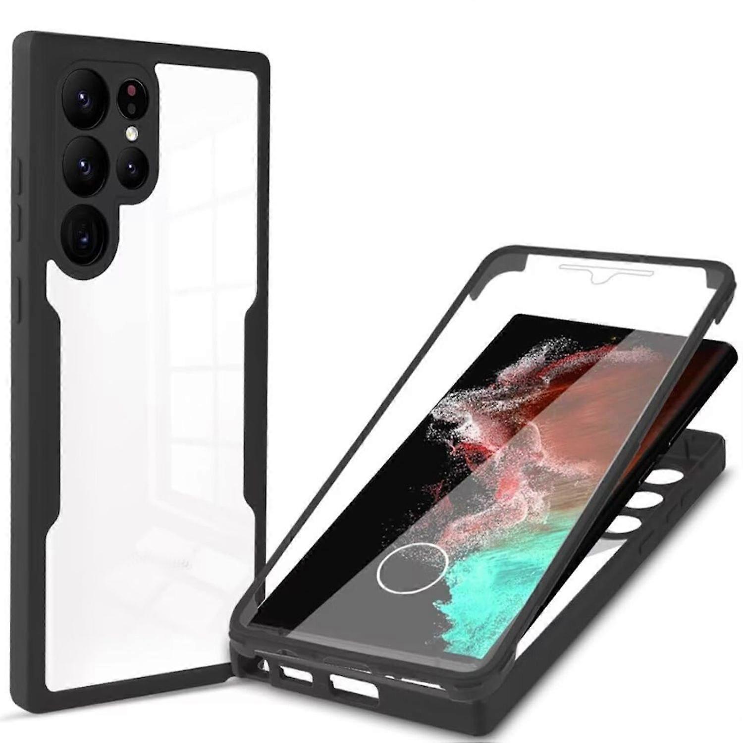 适用于三星 Galaxy S25 Ultra 全覆盖 360 亚克力 TPU 壳黑色