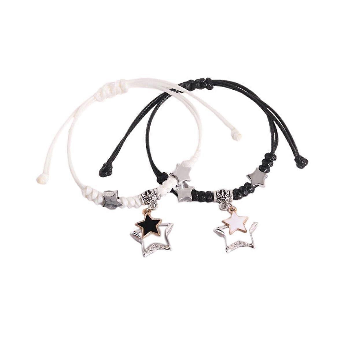 Y2K Star Couple Bracelets - Handmade Matching Jewelry for Long Distance Relationships, Adjustable Size, Colorful Beaded Design