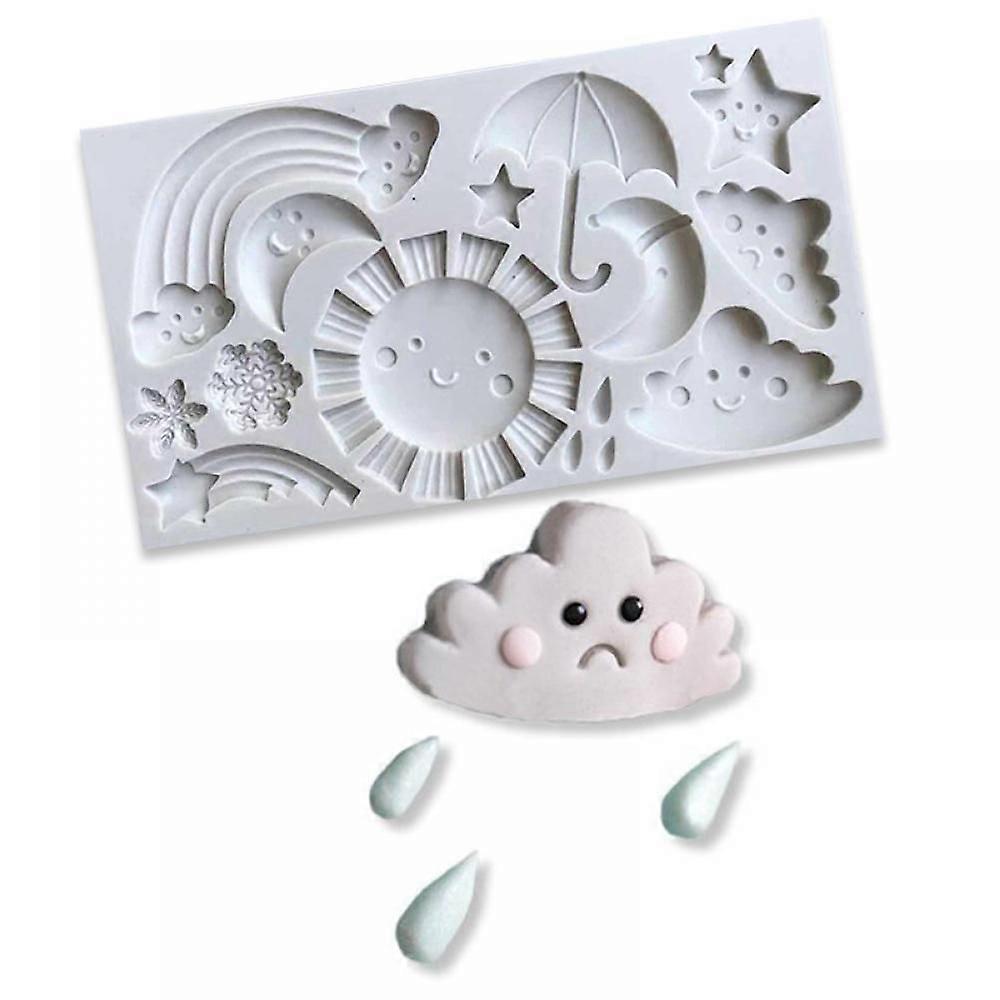 Cartoon Weather Sun Cloud Rain Rainbow Star Snowflake Modeling Silicone Molds for Diy Cake Fondant Biscuit Cookies Soap Sugar Pudding