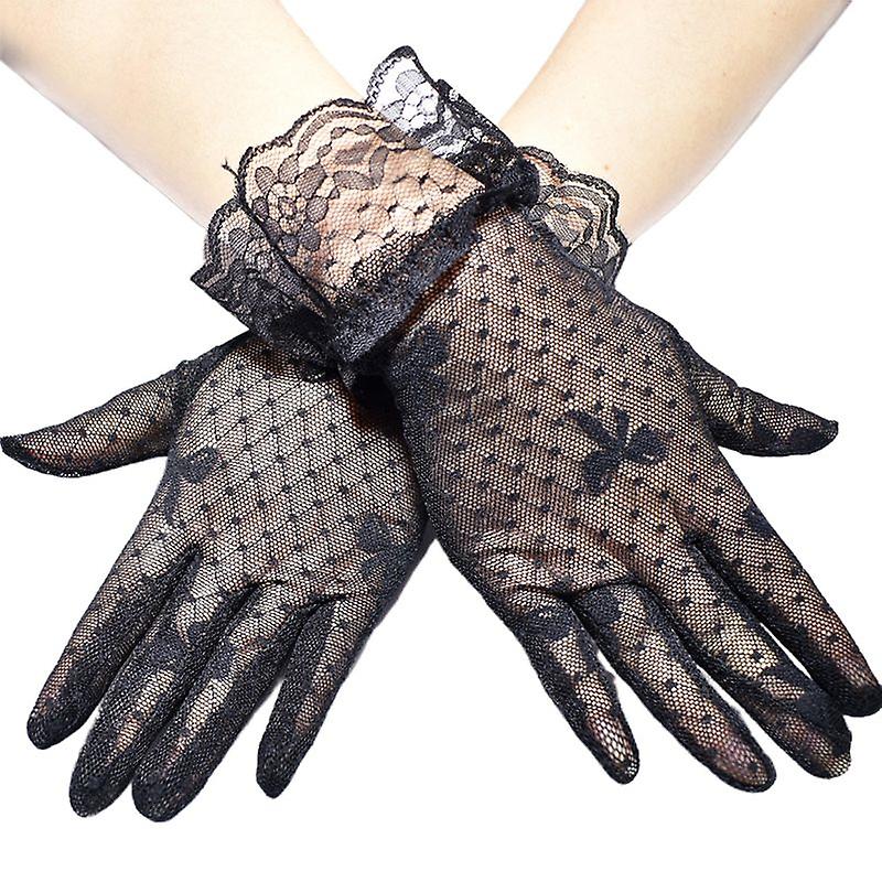 Bridal Plaid Mesh Decorative Short Gloves