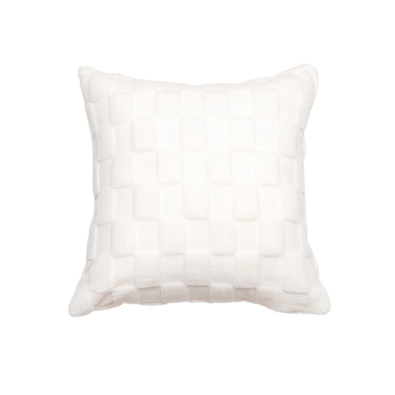 Modern Home Corduroy Decorative Pillow Cover Square Cushions Case For Couch Bed Sofa Zippered Close Square Case White