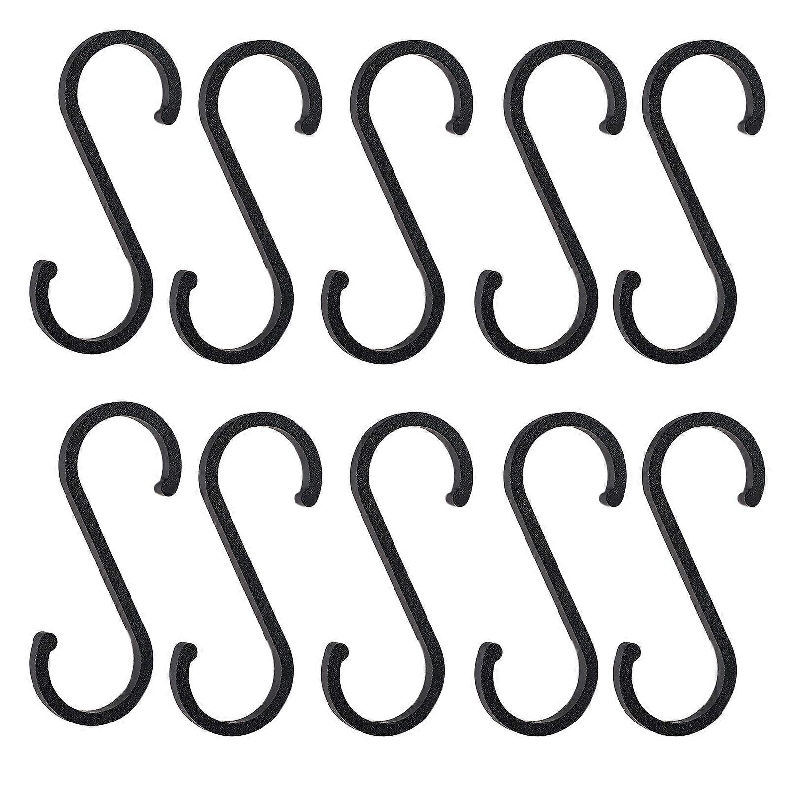 10pcs Space Aluminum S Shape Hooks Kitchen Railing Hanger Hook Clasp Holders  Extra large Black