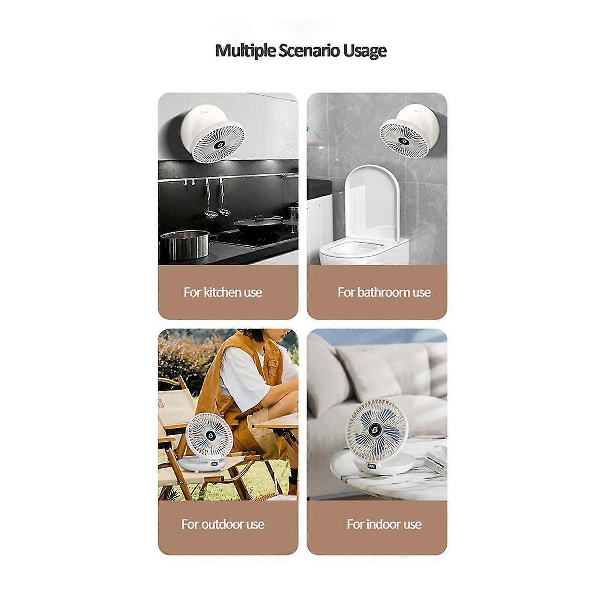 2IN1 Folding Desktop Fan Portable Air Conditioner Wall Mounted Fan Rechargeable with 3 Gears for Home Office Blue