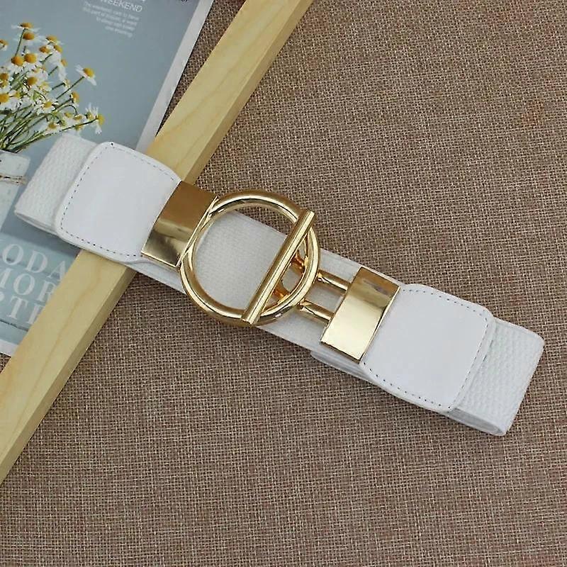 Fashion Dress Waist Belt For Women Simple Waist Elastic Ladies Band Round Buckle Decoration Coat Sweater Party Waist Belt