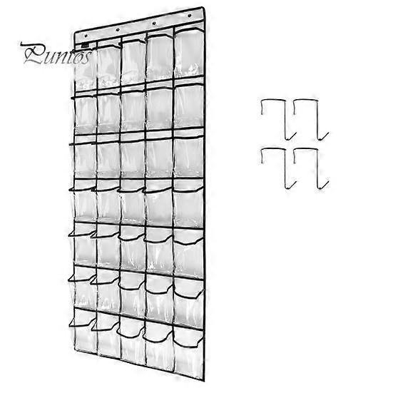 Over The Door Shoe Organizer with 35 Clear Large Pockets Space-saving Sturdy Hanging Storage Bag for Shoes Gloves Cutlery