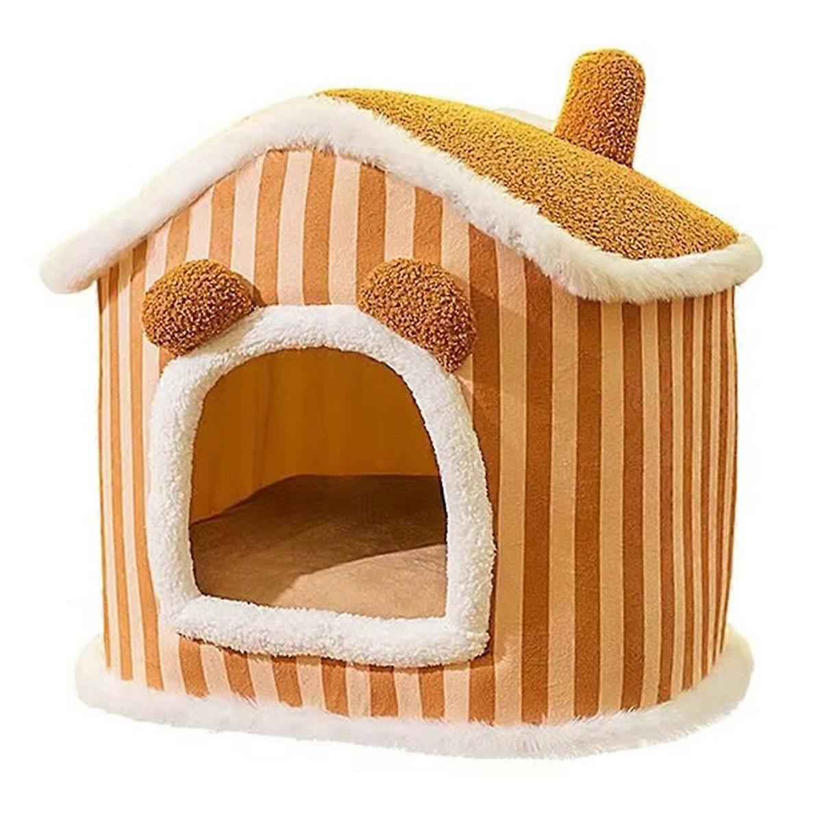 Warm Cat Cave House Shaped Dog Kennel Winter Warm Cat Nest Puppy Cave Cat Hideaway Cute Soft Winter Cat Kennel PetHouse