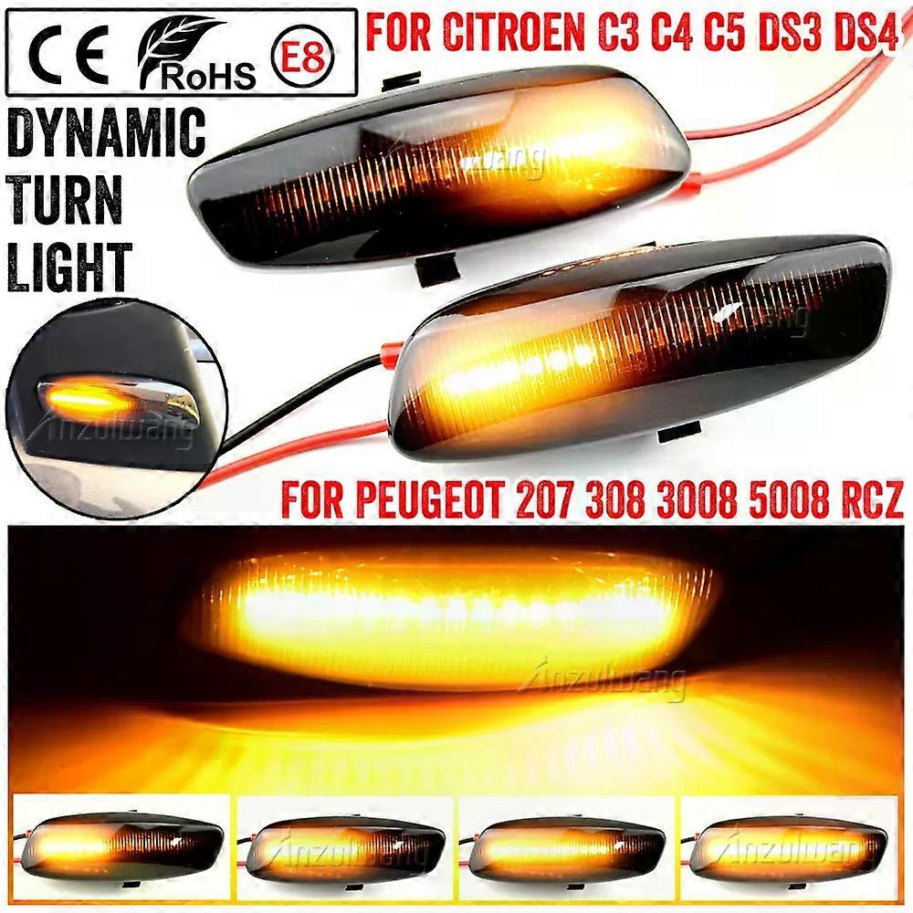 Dynamic LED Flashing Side Marker Lamp LED Strip Turn Signal Light For Citroen C3 C4 C5 DS3 DS4 For Peugeot 207 308 3008 5008 RCZ