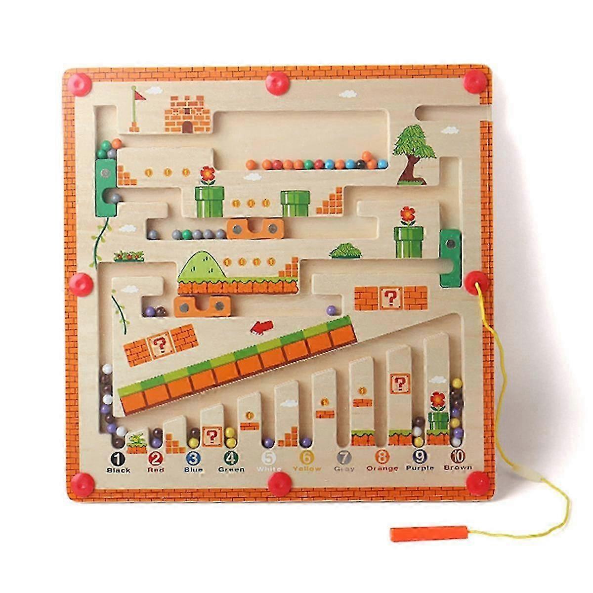 Magnetic Color and Number Maze, Toys for 3Year Old, Wooden Puzzle Activity Board, Learning Educat