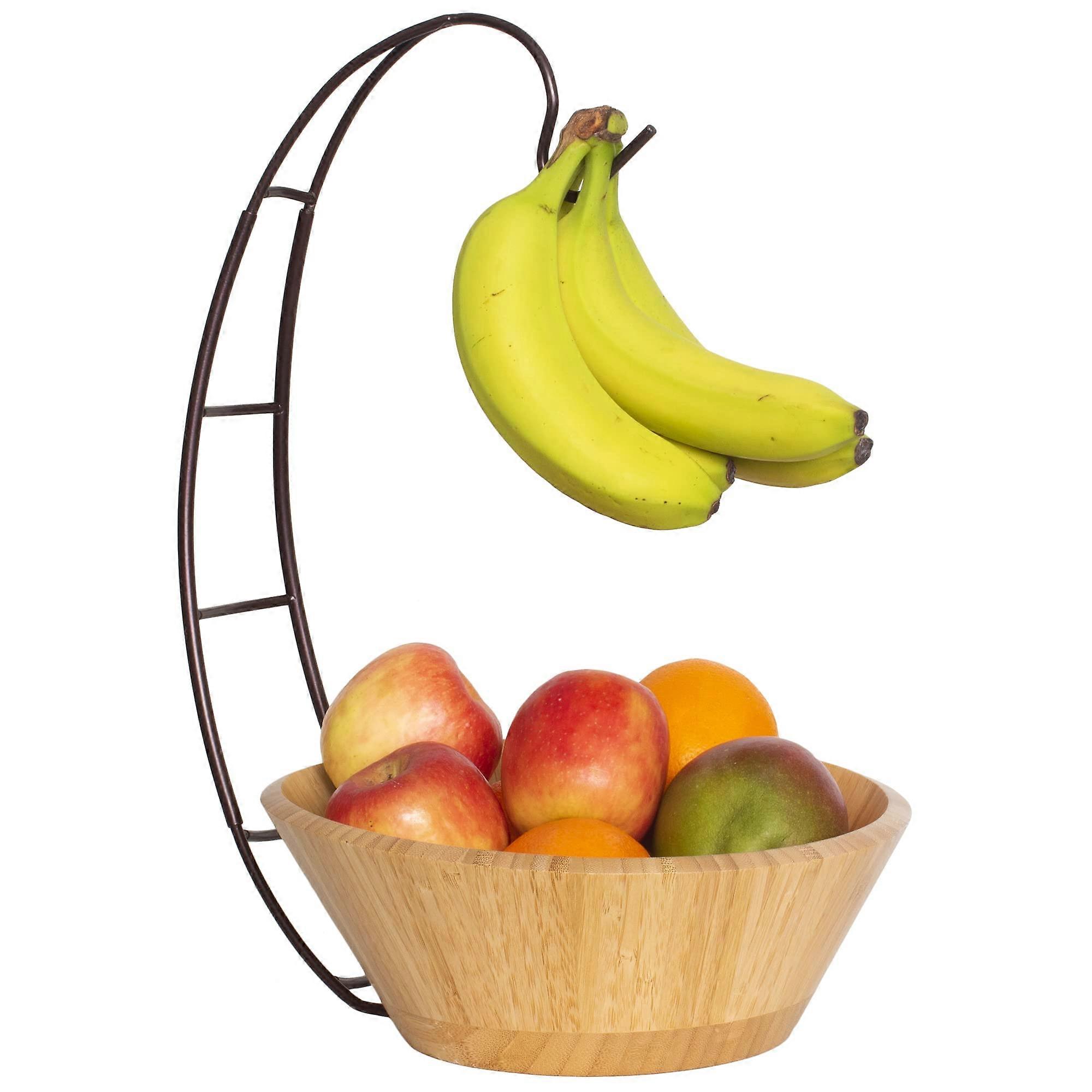 Fruit Basket with Banana Hook, Bamboo Design, Large Size, Eco-Friendly Material, Modern Style