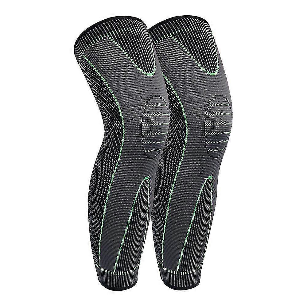 1 Pair Knitted Nylon Sports Extended Knee Pads Men's And Women's Autumn And Winter Calf Protection Basketball Football(XXL)