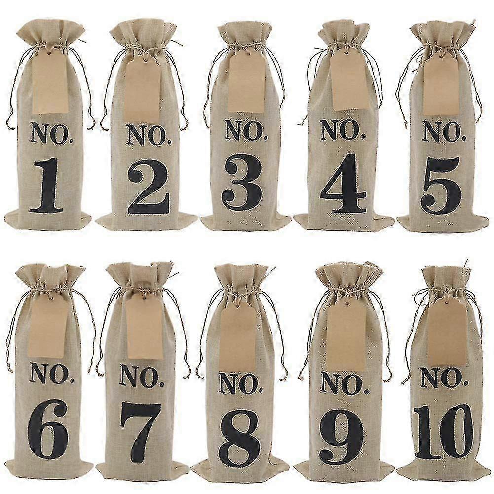 10pcs Hessian Wine Bags with Tags - Ideal for Blind Wine Tasting in European Markets