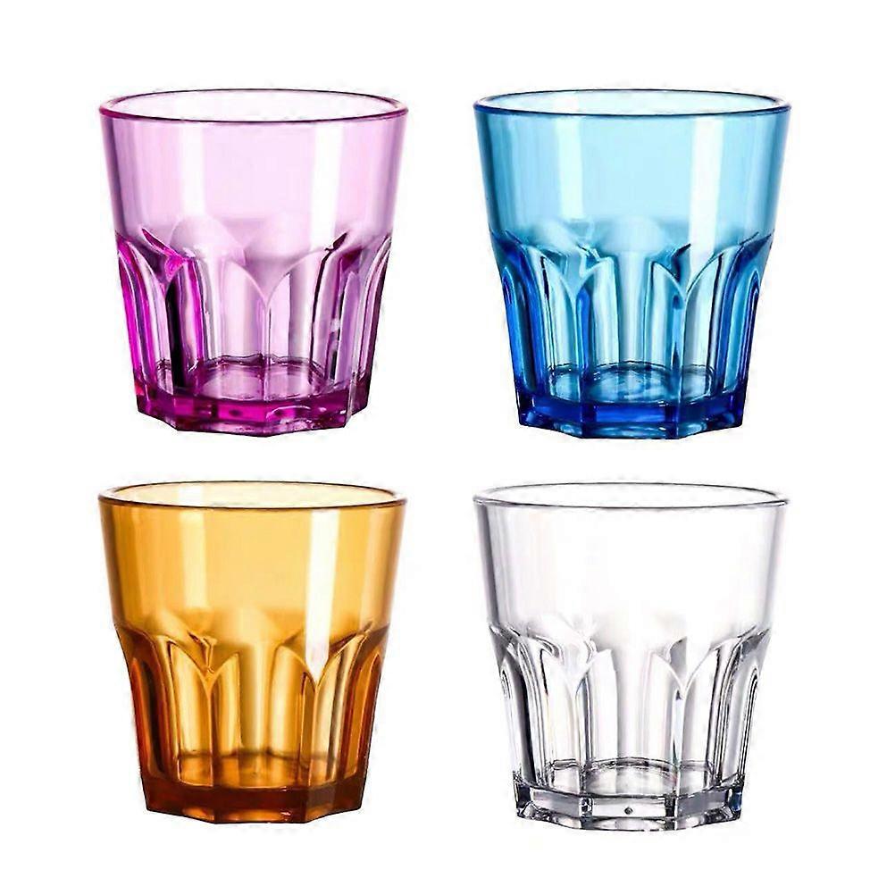 4Pcs Acrylic Transparent Cups Shatterproof Beverage Cups Octagon Cup
